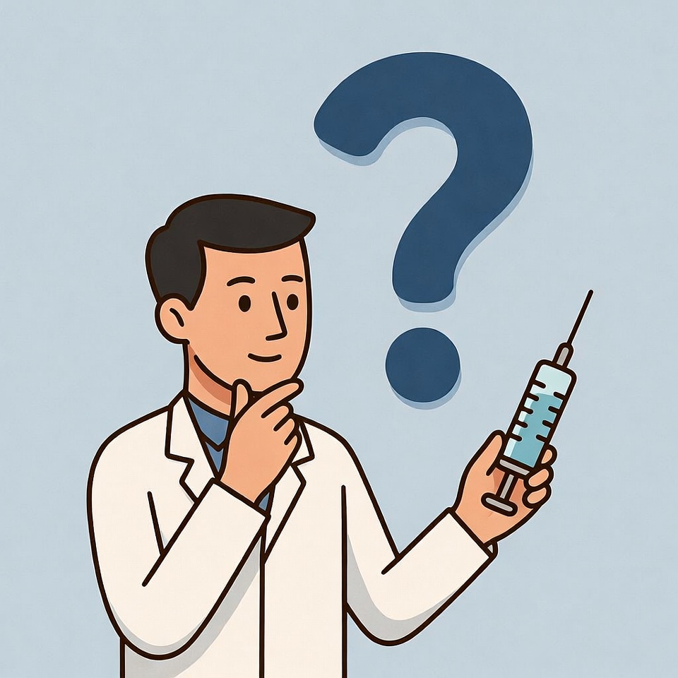 doctor with a needle and question mark